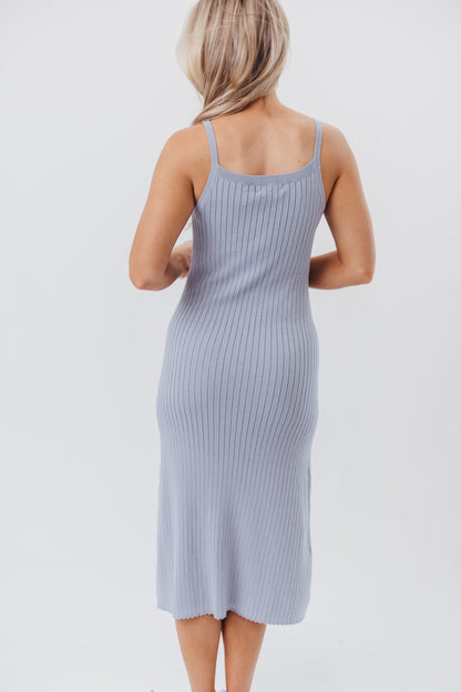 Off the Grid Maxi Dress in Blue Grey - Bump Friendly