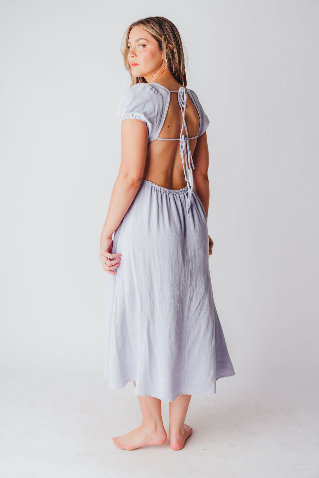 August Open Back Midi Dress in Morning Glory - Bump Friendly