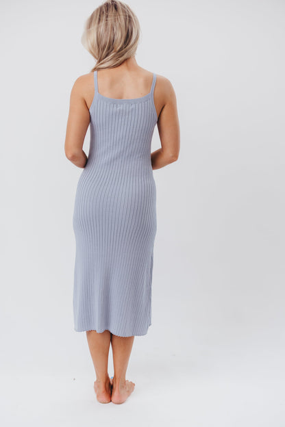 Off the Grid Maxi Dress in Blue Grey - Bump Friendly