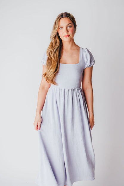 August Open Back Midi Dress in Morning Glory - Bump Friendly