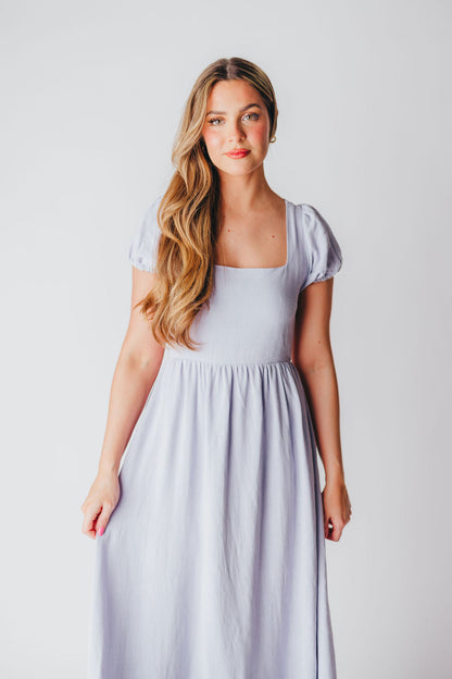 August Open Back Midi Dress in Morning Glory - Bump Friendly