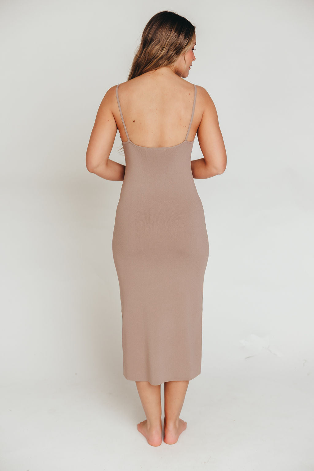 Elyse Midi Dress in Taupe