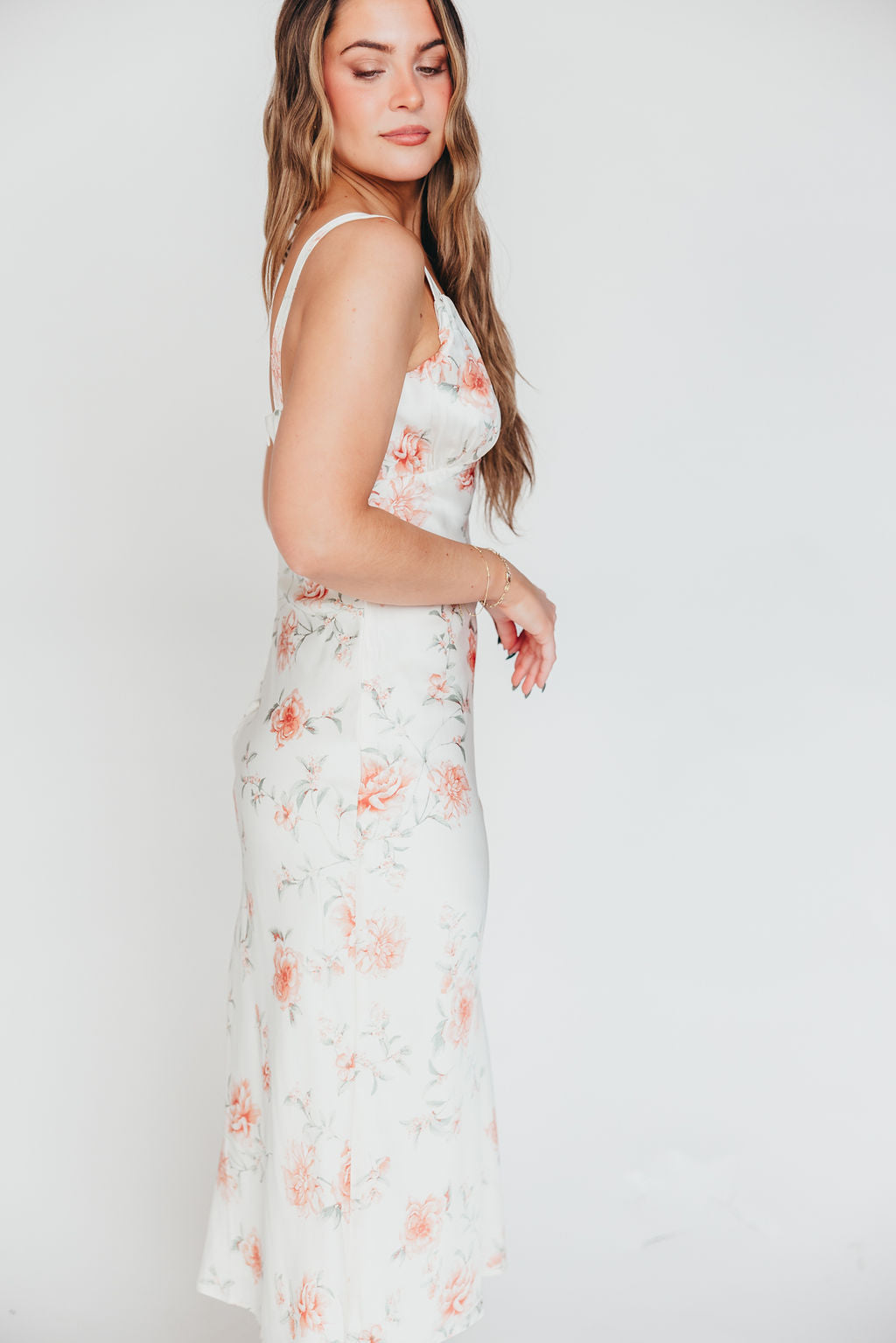 The Felicity Midi Dress in Ivory Floral