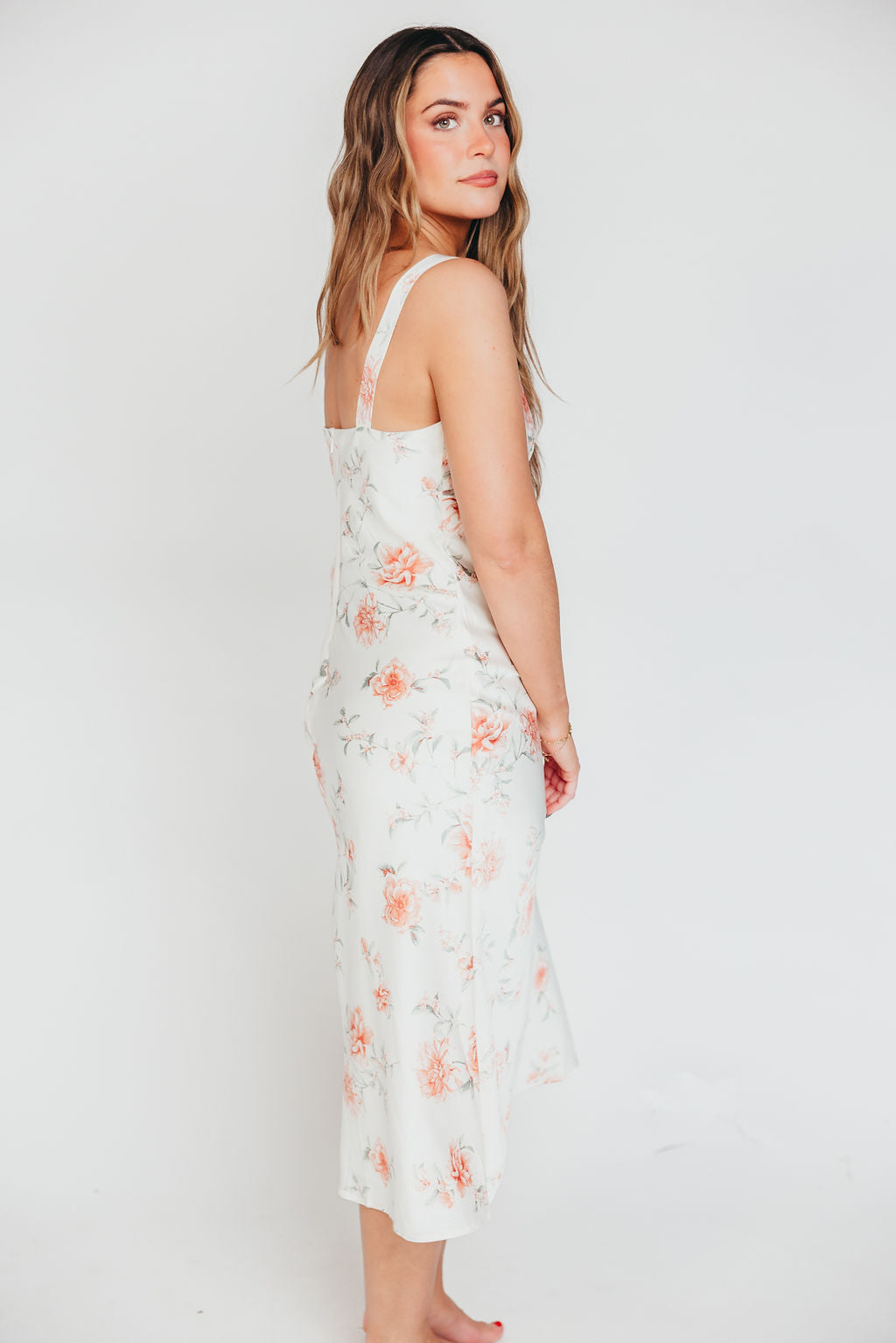 The Felicity Midi Dress in Ivory Floral