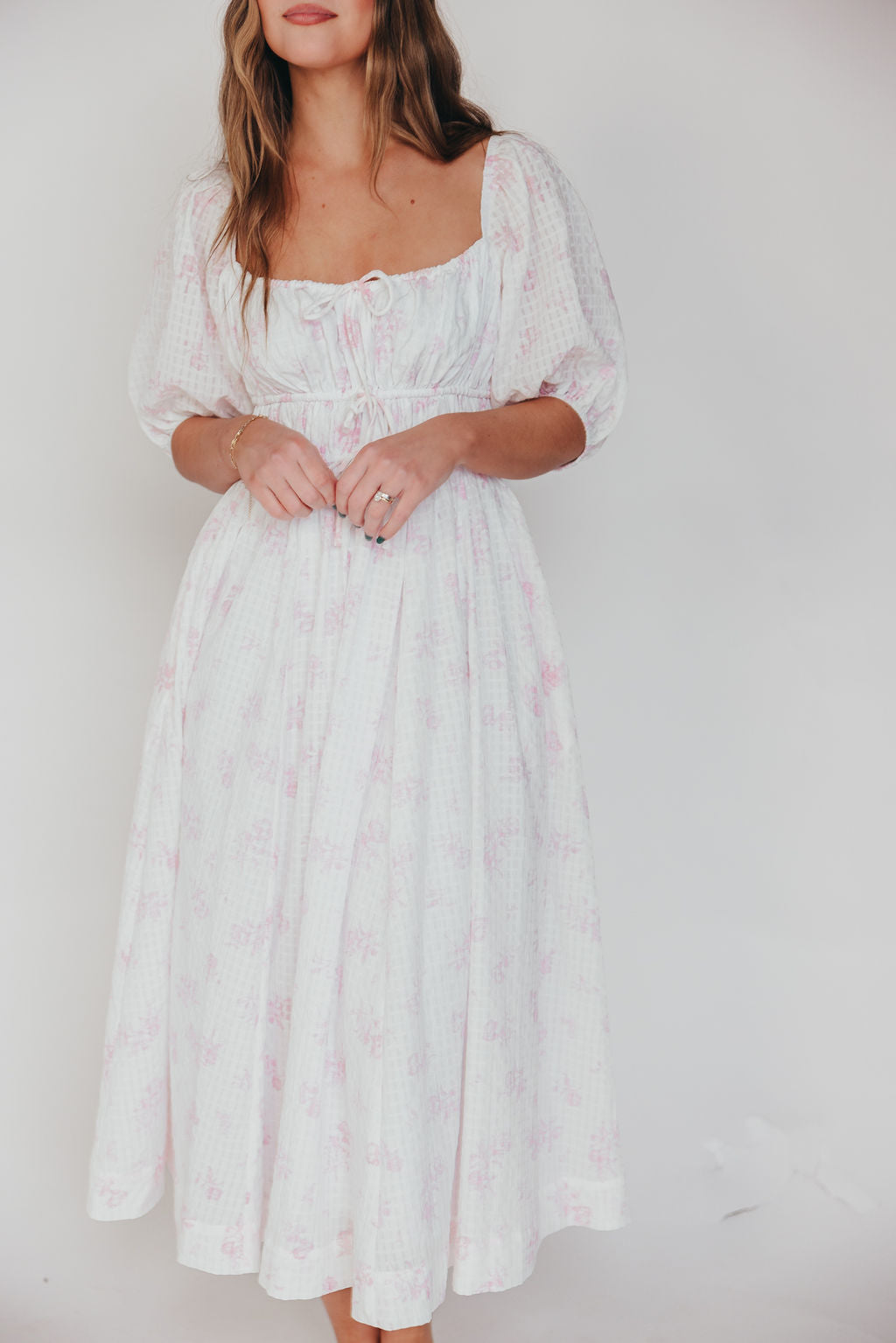 Edda Coastal Midi Dress in Pink - Bump Friendly & Inclusive Sizing (S-3XL)