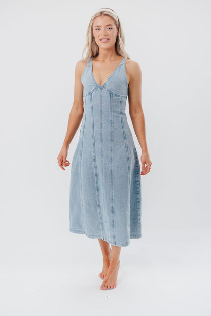 Annie V-Neck Maxi Dress in Denim