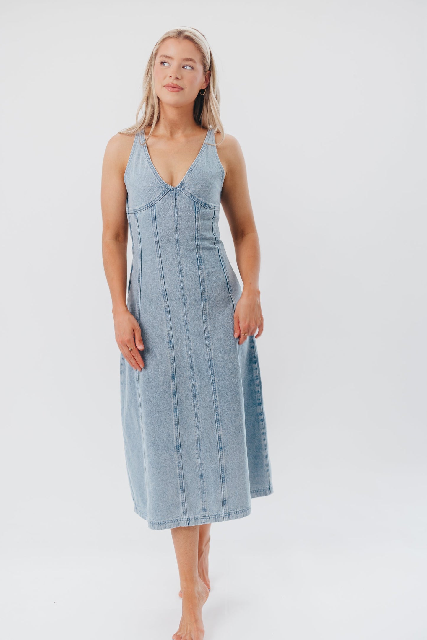 Annie V-Neck Maxi Dress in Denim