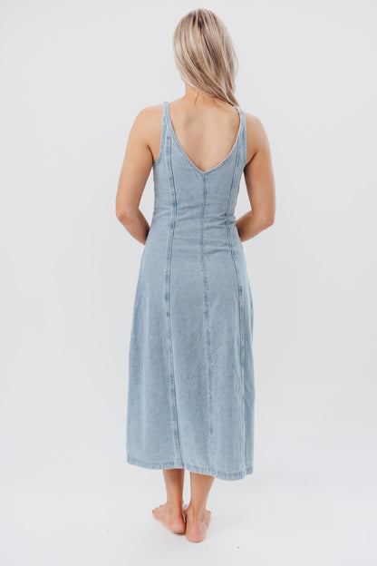 Annie V-Neck Maxi Dress in Denim