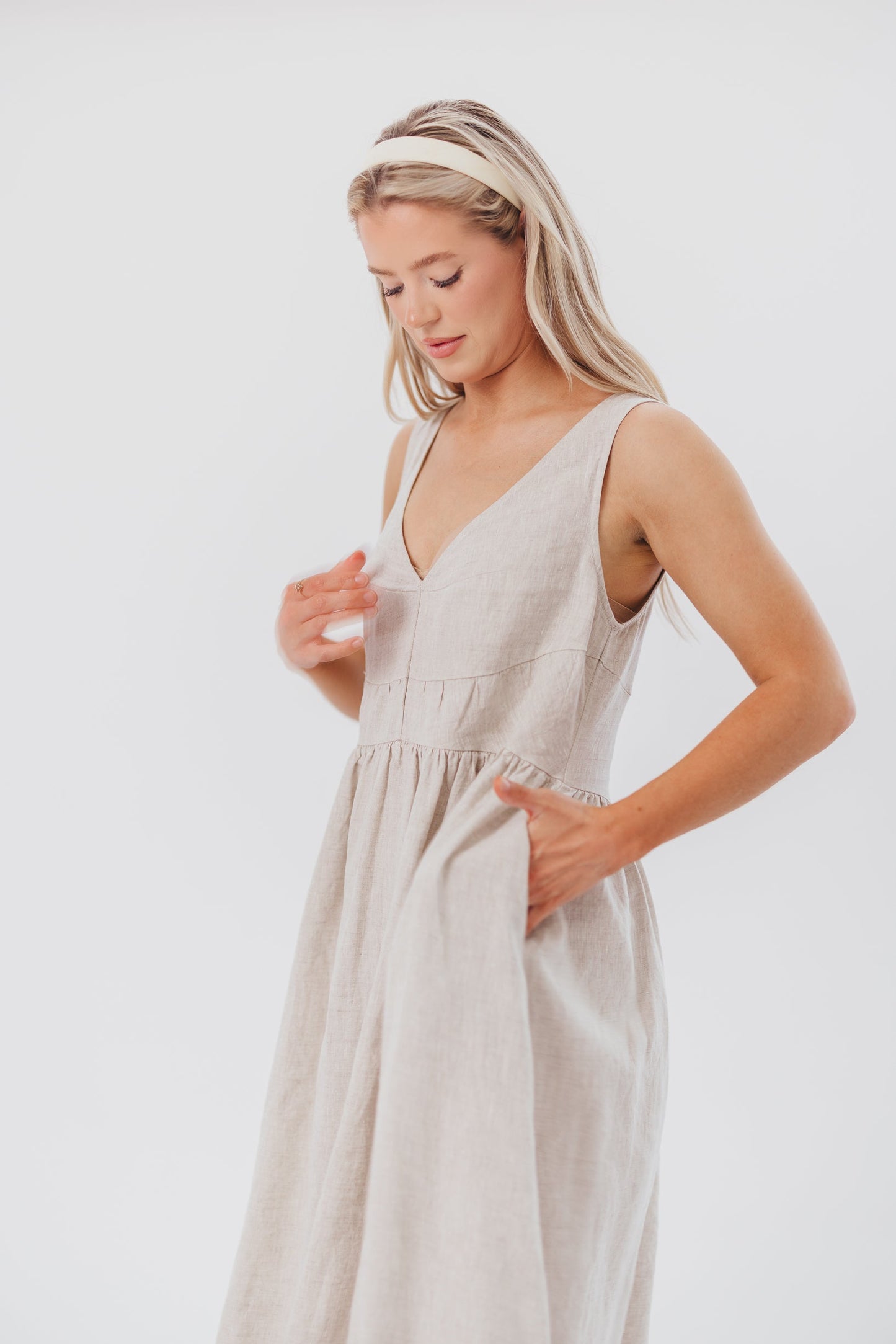 Eleonie 100% Linen Maxi Dress in Linen