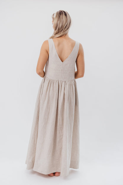 Eleonie 100% Linen Maxi Dress in Linen