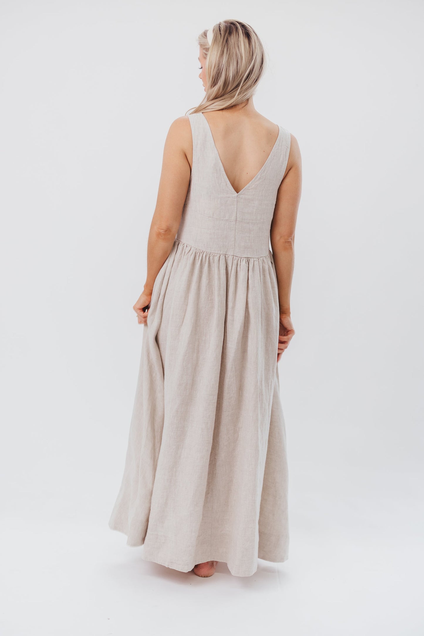 Eleonie 100% Linen Maxi Dress in Linen