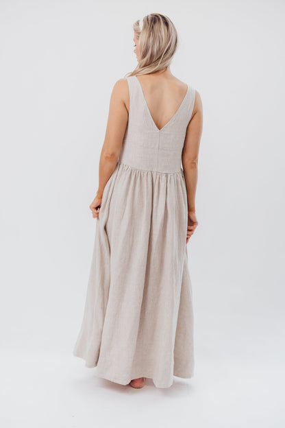 Eleonie 100% Linen Maxi Dress in Linen