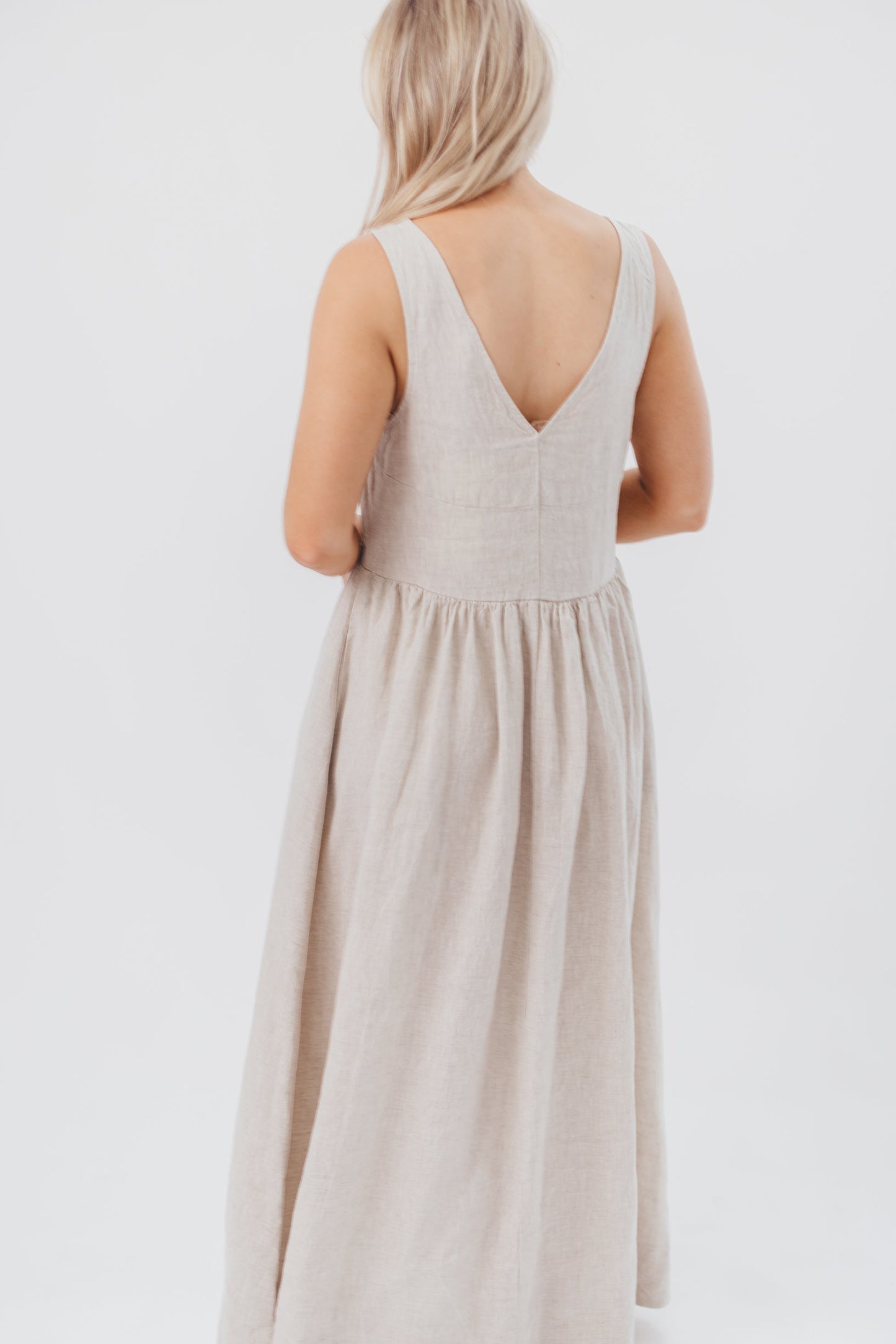 Eleonie 100% Linen Maxi Dress in Linen