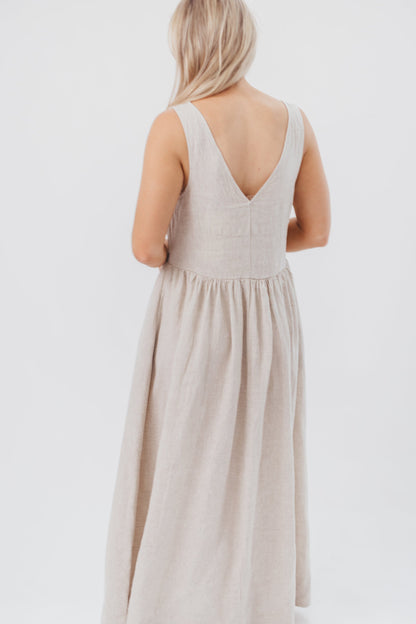 Eleonie 100% Linen Maxi Dress in Linen