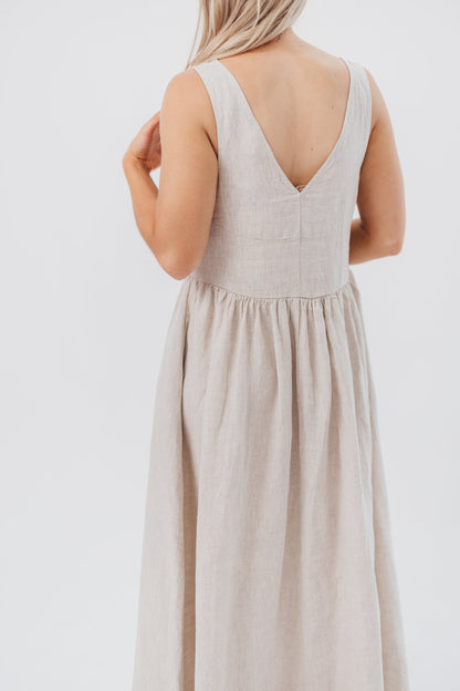 Eleonie 100% Linen Maxi Dress in Linen