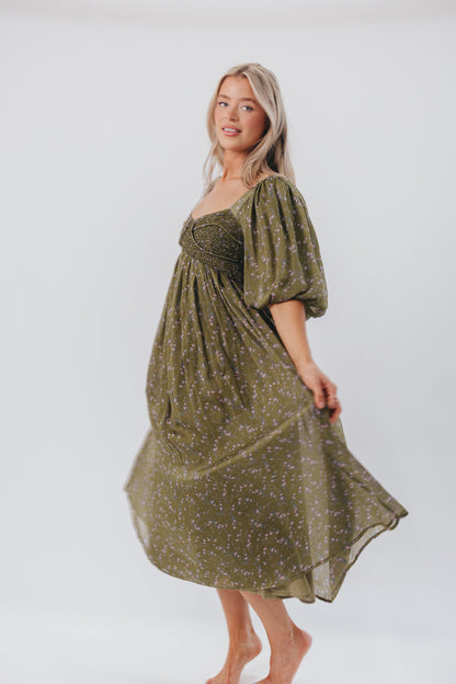 Harlow Maxi Dress in Meadow Green - Bump Friendly (S-XL)