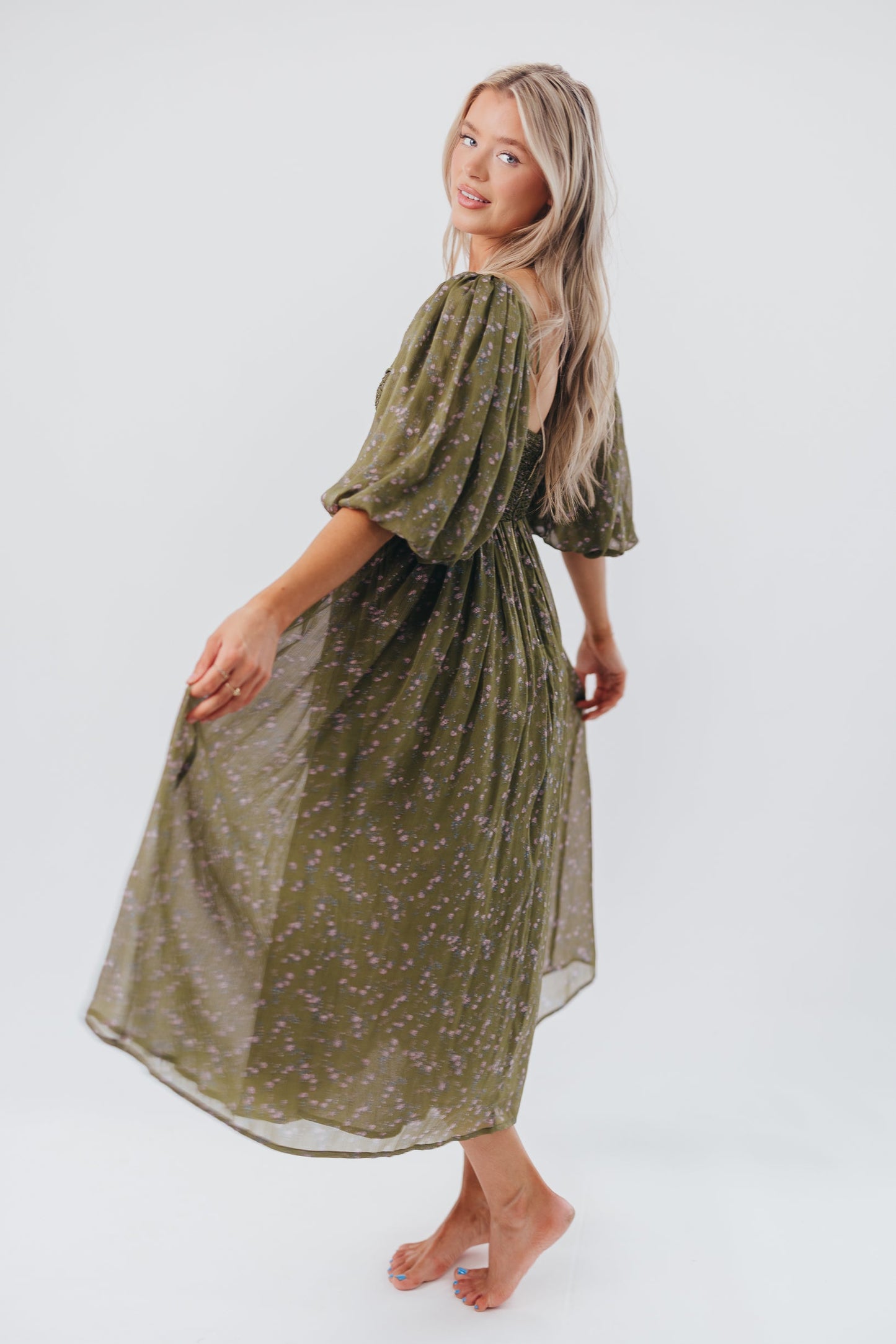 Harlow Maxi Dress in Meadow Green - Bump Friendly (S-XL)