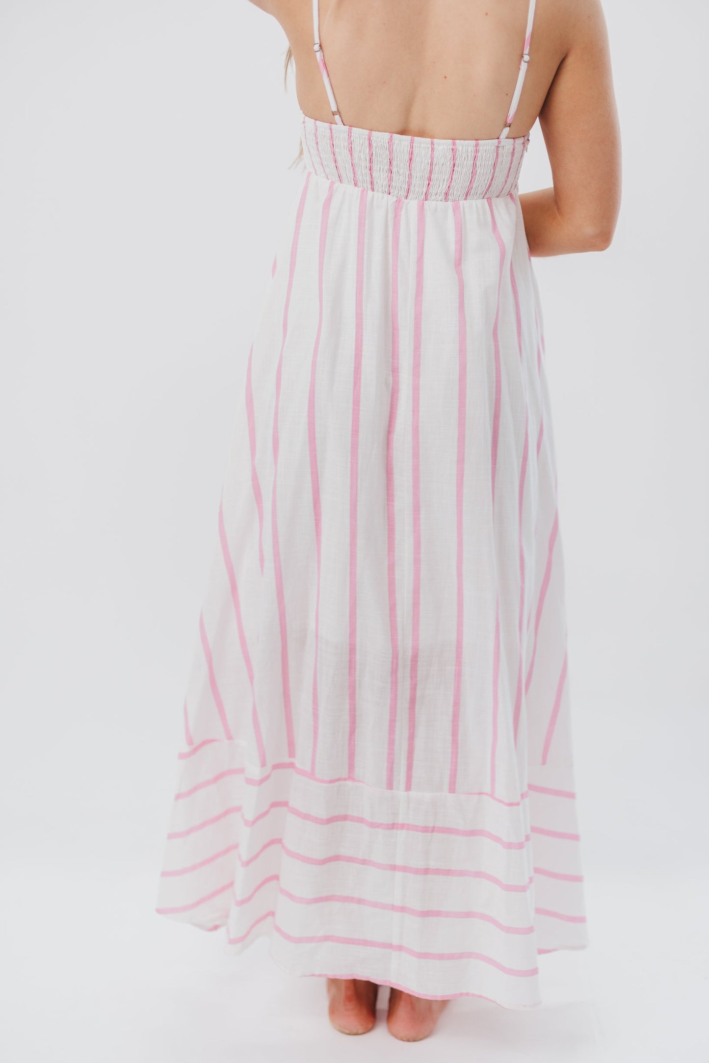 Poppy Striped Maxi Dress in Pink Stripes