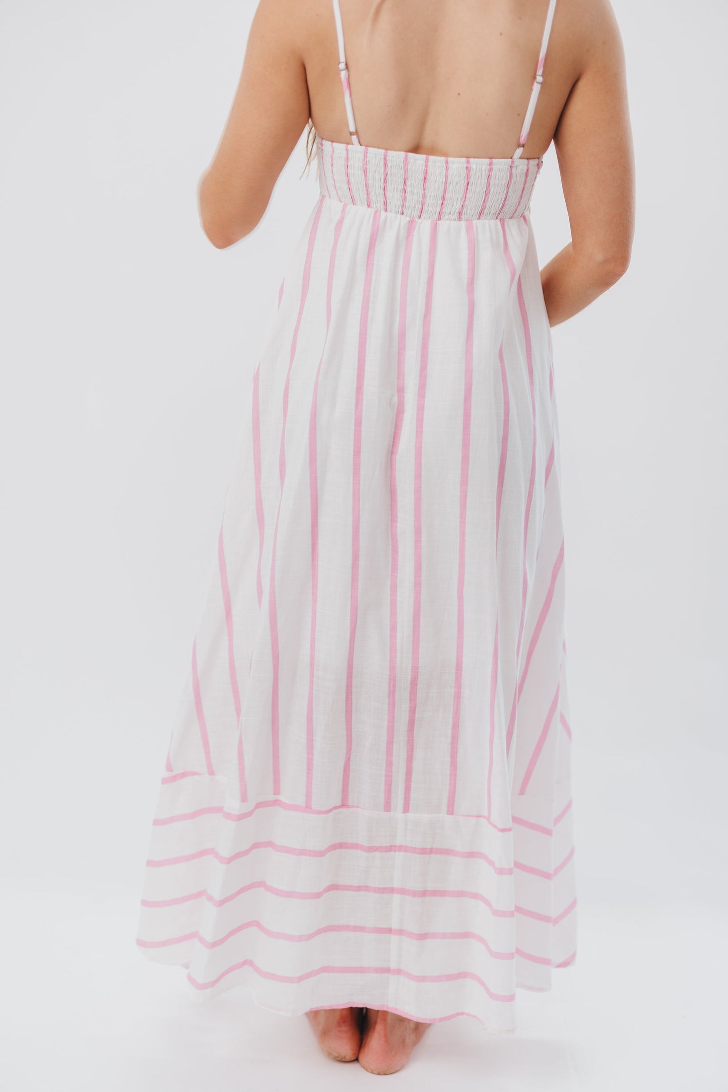 Poppy Striped Maxi Dress in Pink Stripes