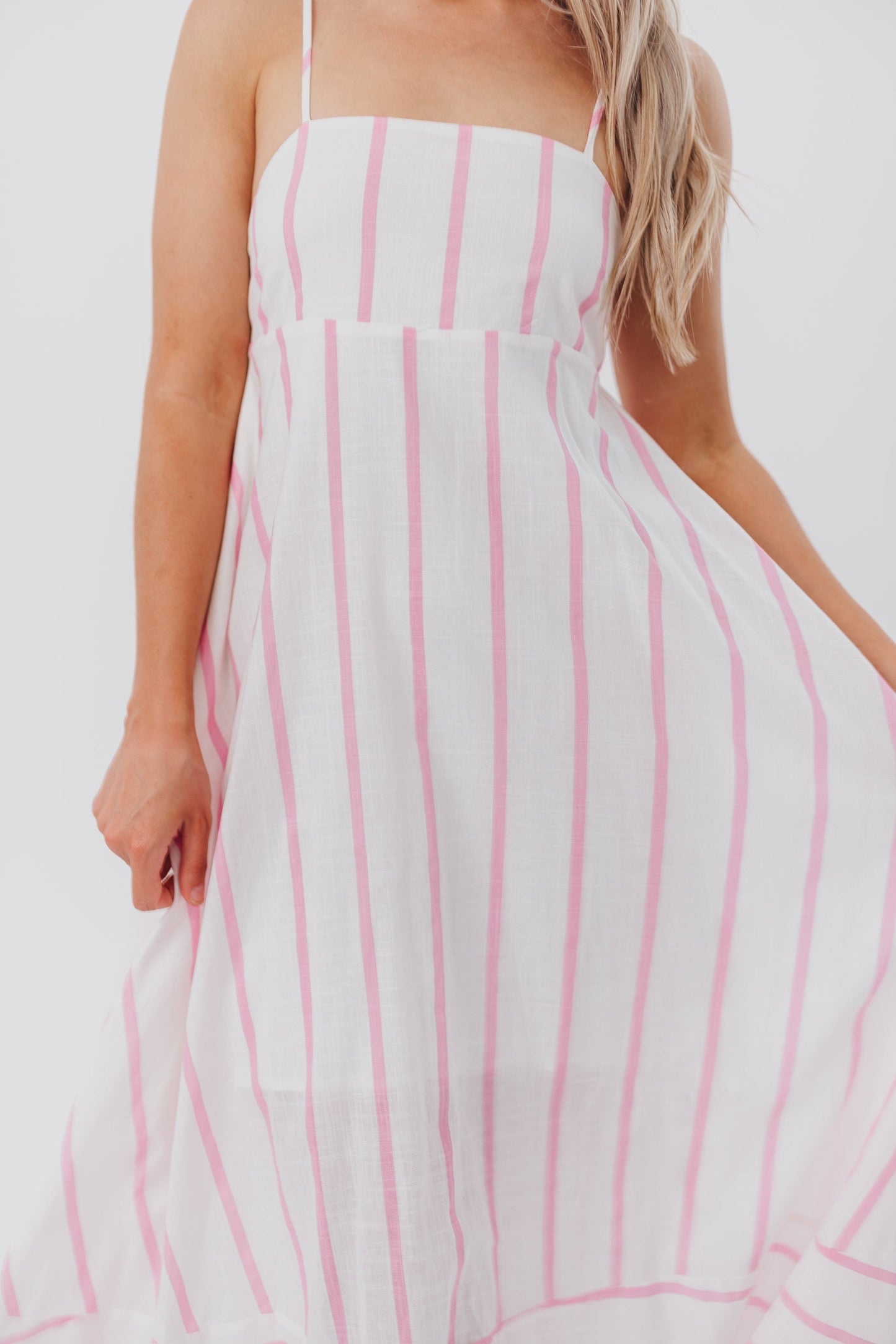 Poppy Striped Maxi Dress in Pink Stripes