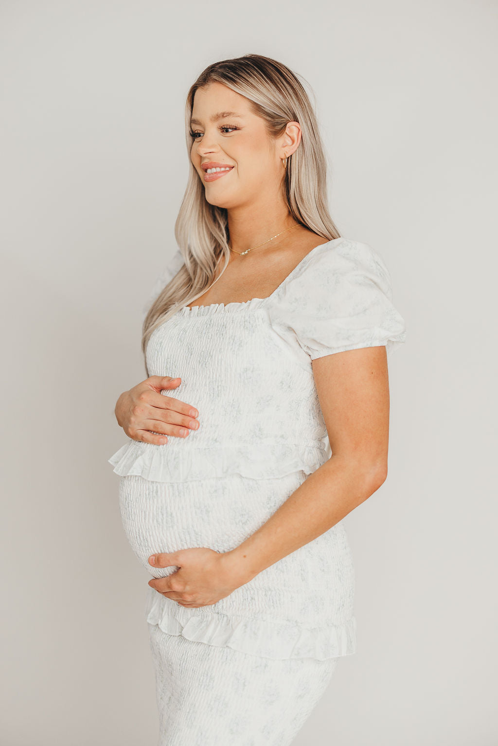 Ada Smocked Dress in Blue Floral - Bump Friendly & Inclusive Sizing (S-3XL)