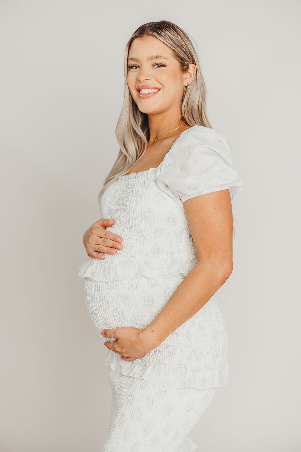 Ada Smocked Dress in Blue Floral - Bump Friendly & Inclusive Sizing (S-3XL)