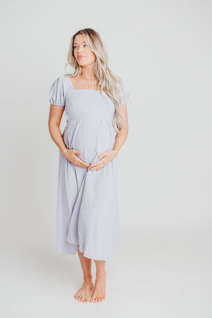 August Open Back Midi Dress in Morning Glory - Bump Friendly