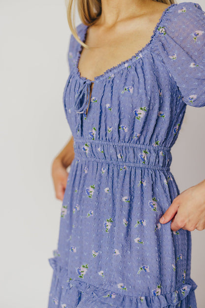 ASTR Kimmy Tiered Maxi Dress in Iris Blue Floral