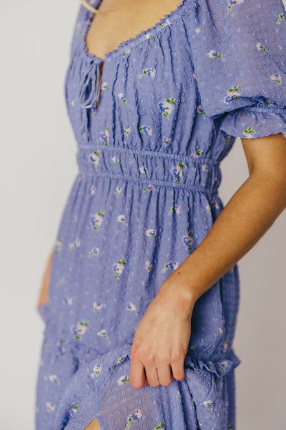 ASTR Kimmy Tiered Maxi Dress in Iris Blue Floral