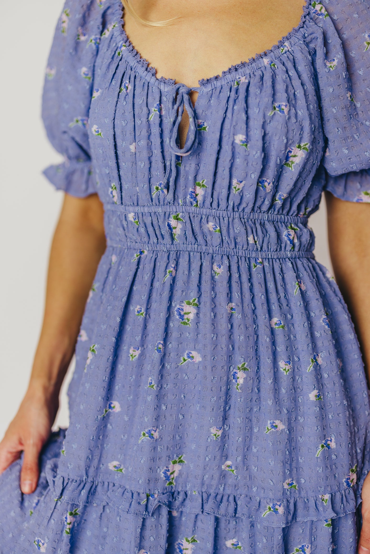 ASTR Kimmy Tiered Maxi Dress in Iris Blue Floral