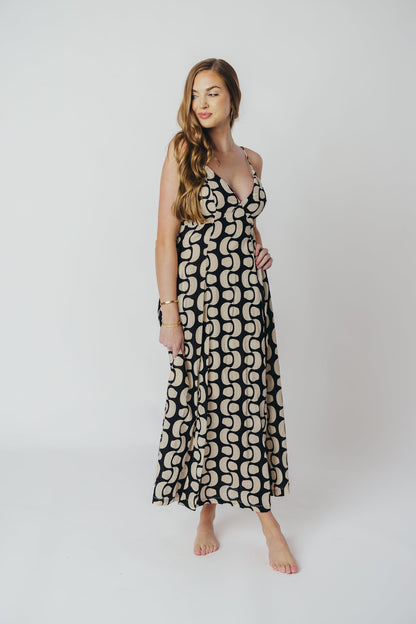 Michelle Open Back Midi Dress in Black