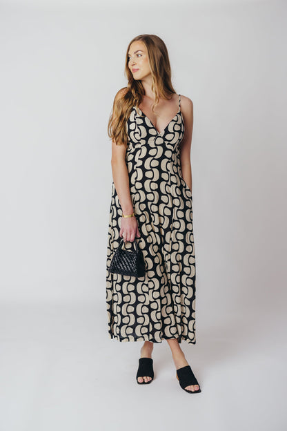 Michelle Open Back Midi Dress in Black