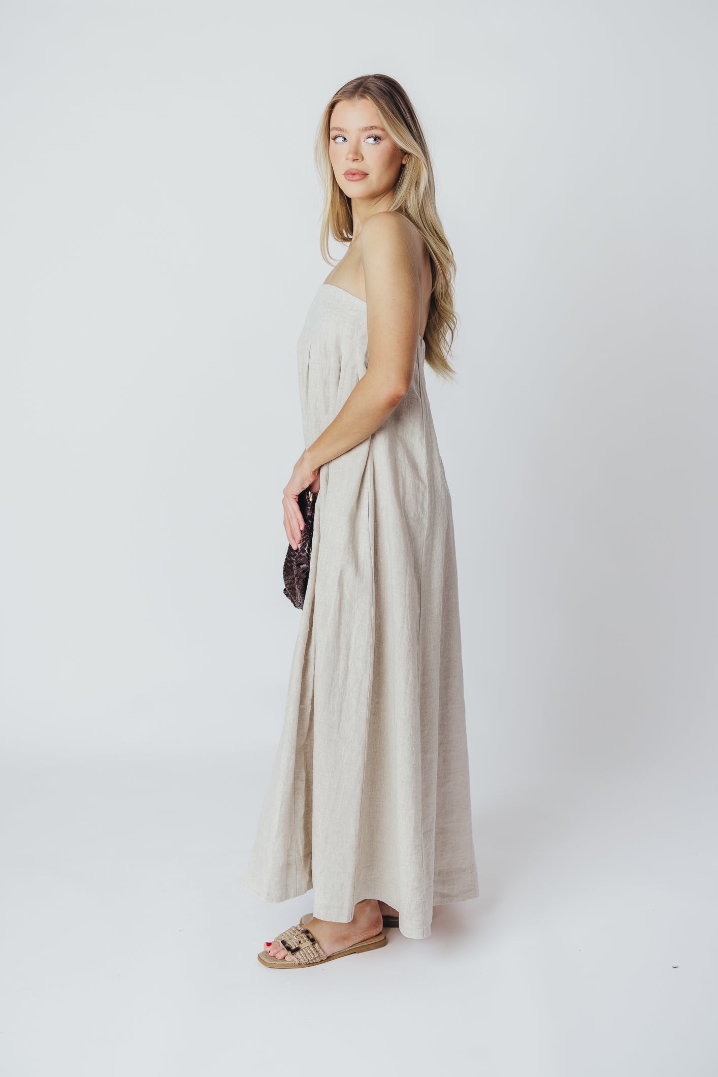 Zabina Maxi Dress in Linen - 100% Linen