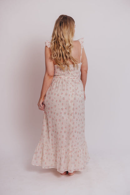 Rosamund Bustier-Style Maxi Dress in Blush Pink Floral - Inclusive Sizing (S-3XL)