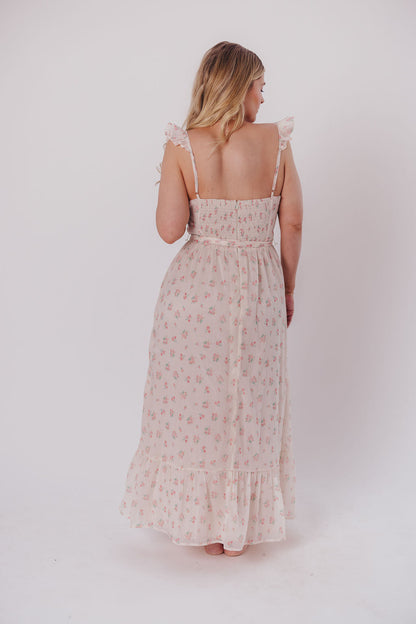 Rosamund Bustier-Style Maxi Dress in Blush Pink Floral - Inclusive Sizing (S-3XL)