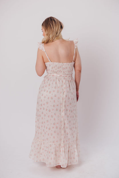 Rosamund Bustier-Style Maxi Dress in Blush Pink Floral - Inclusive Sizing (S-3XL)