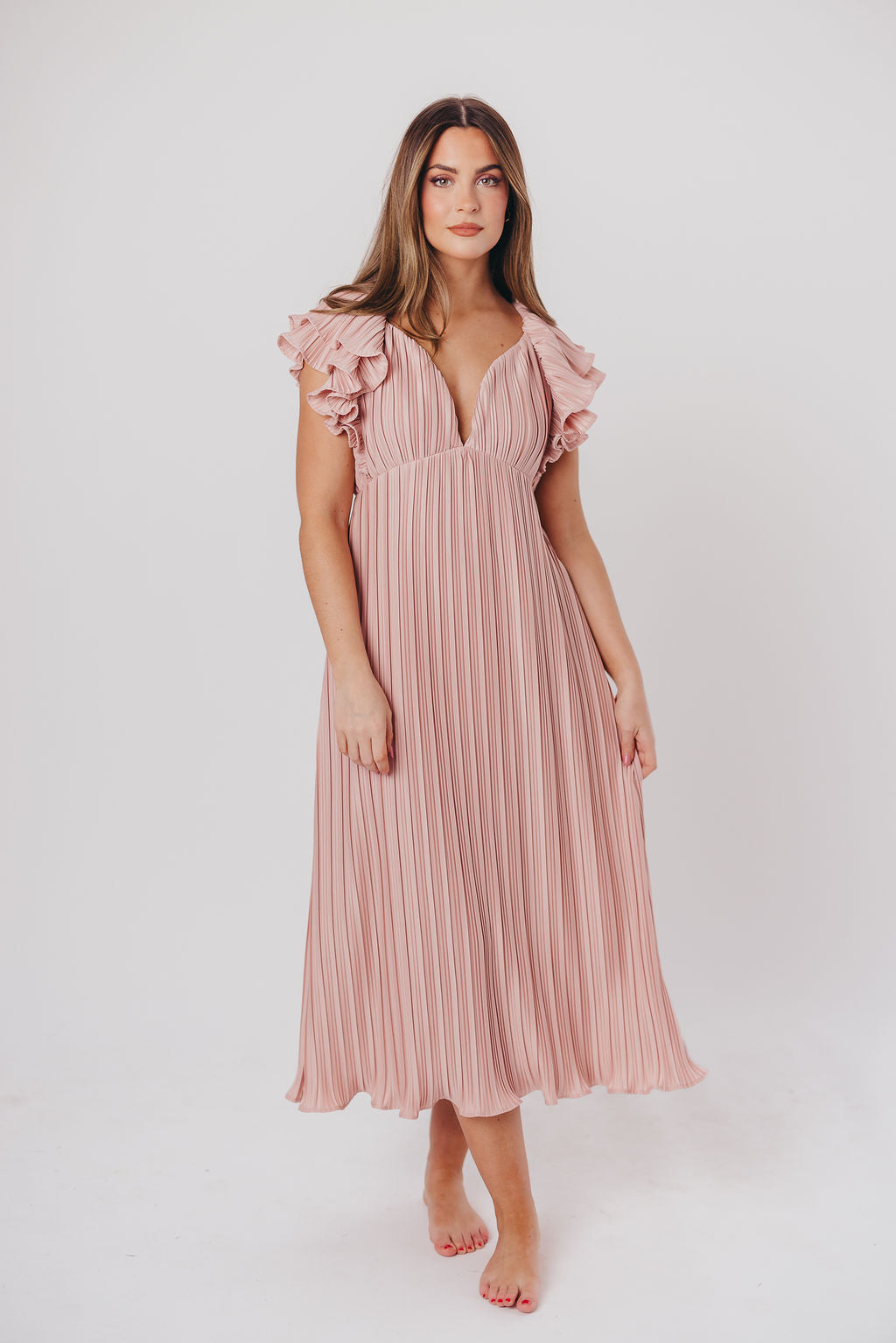 Lucky Charm Midi Dress in Tea Rose - Bump Friendly & Inclusive Sizing (S-3XL)