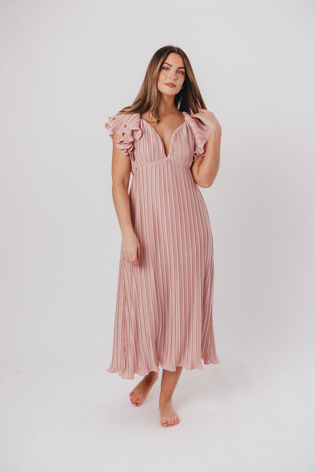 Lucky Charm Midi Dress in Tea Rose - Bump Friendly & Inclusive Sizing (S-3XL)