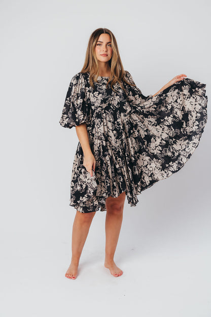 Abigail Asymmetrical Mini Dress in Black - Bump Friendly