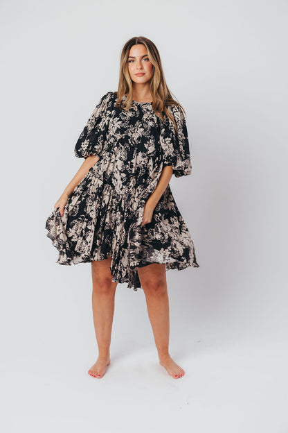 Abigail Asymmetrical Mini Dress in Black - Bump Friendly