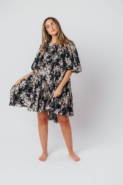 Abigail Asymmetrical Mini Dress in Black - Bump Friendly