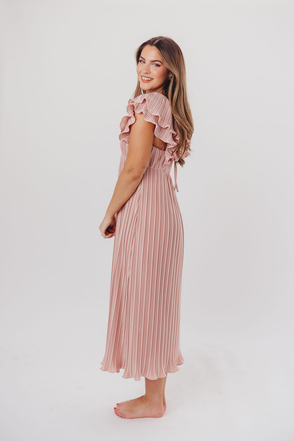 Lucky Charm Midi Dress in Tea Rose - Bump Friendly & Inclusive Sizing (S-3XL)