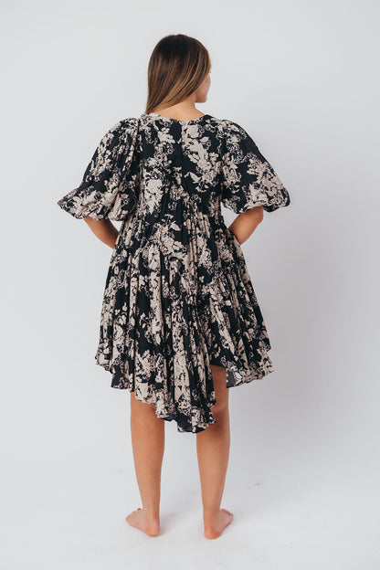 Abigail Asymmetrical Mini Dress in Black - Bump Friendly