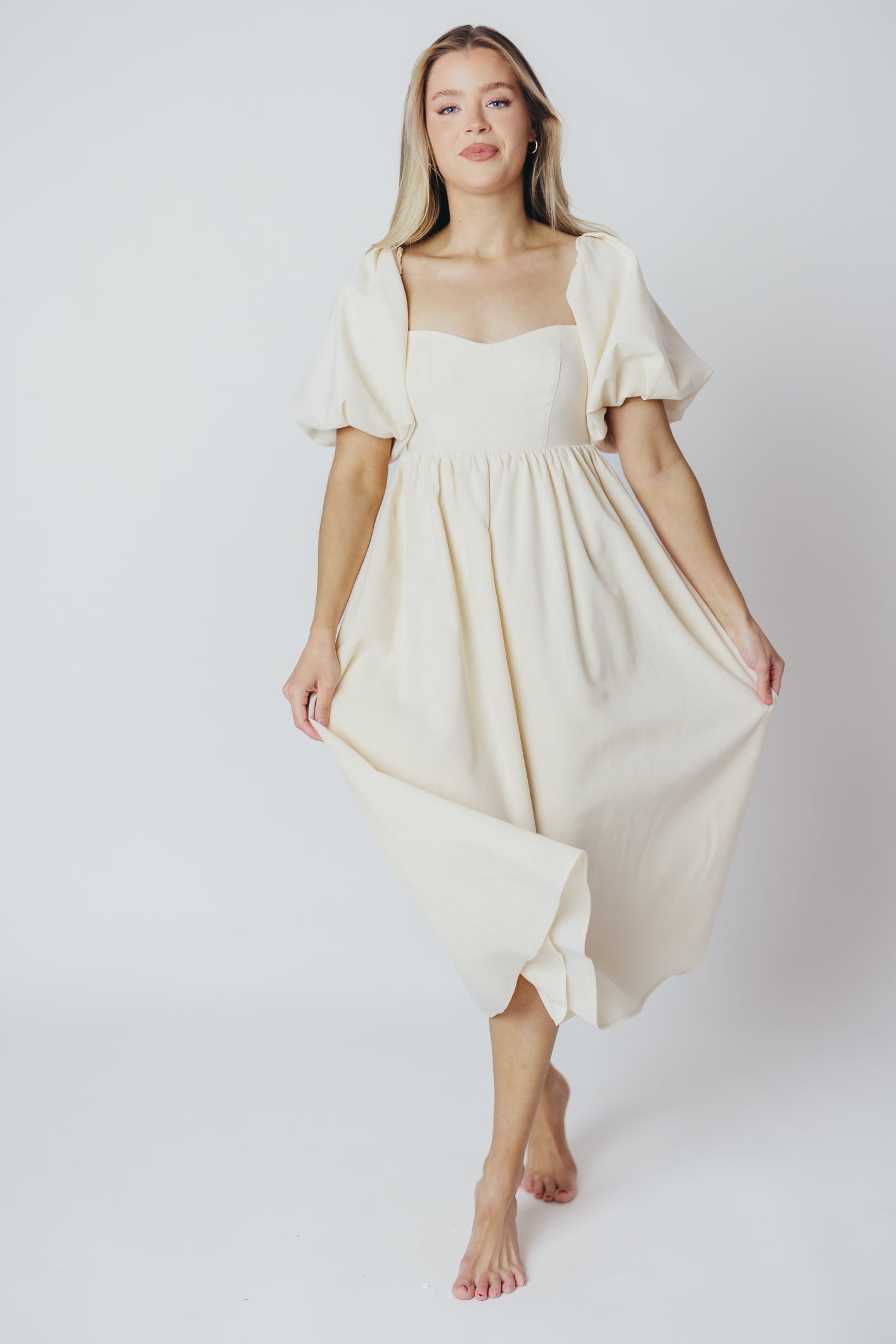 Hamilton Midi Dress in Ivory - Bump Friendly (S-XL)