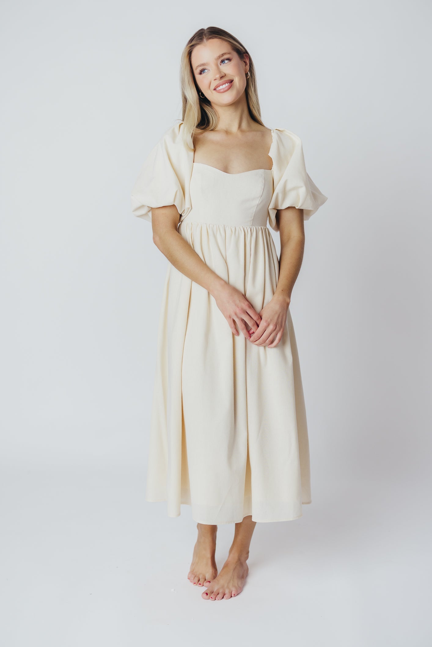 Hamilton Midi Dress in Ivory - Bump Friendly (S-XL)