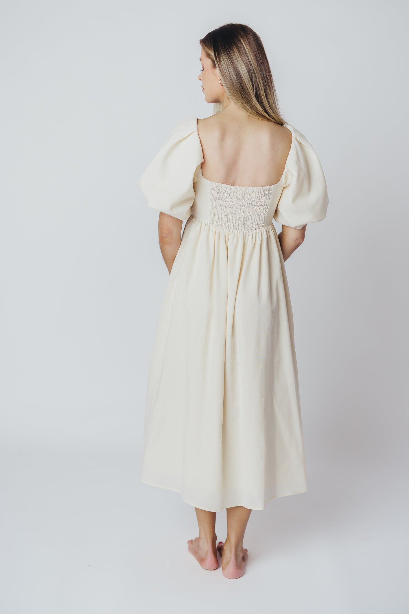 Hamilton Midi Dress in Ivory - Bump Friendly (S-XL)