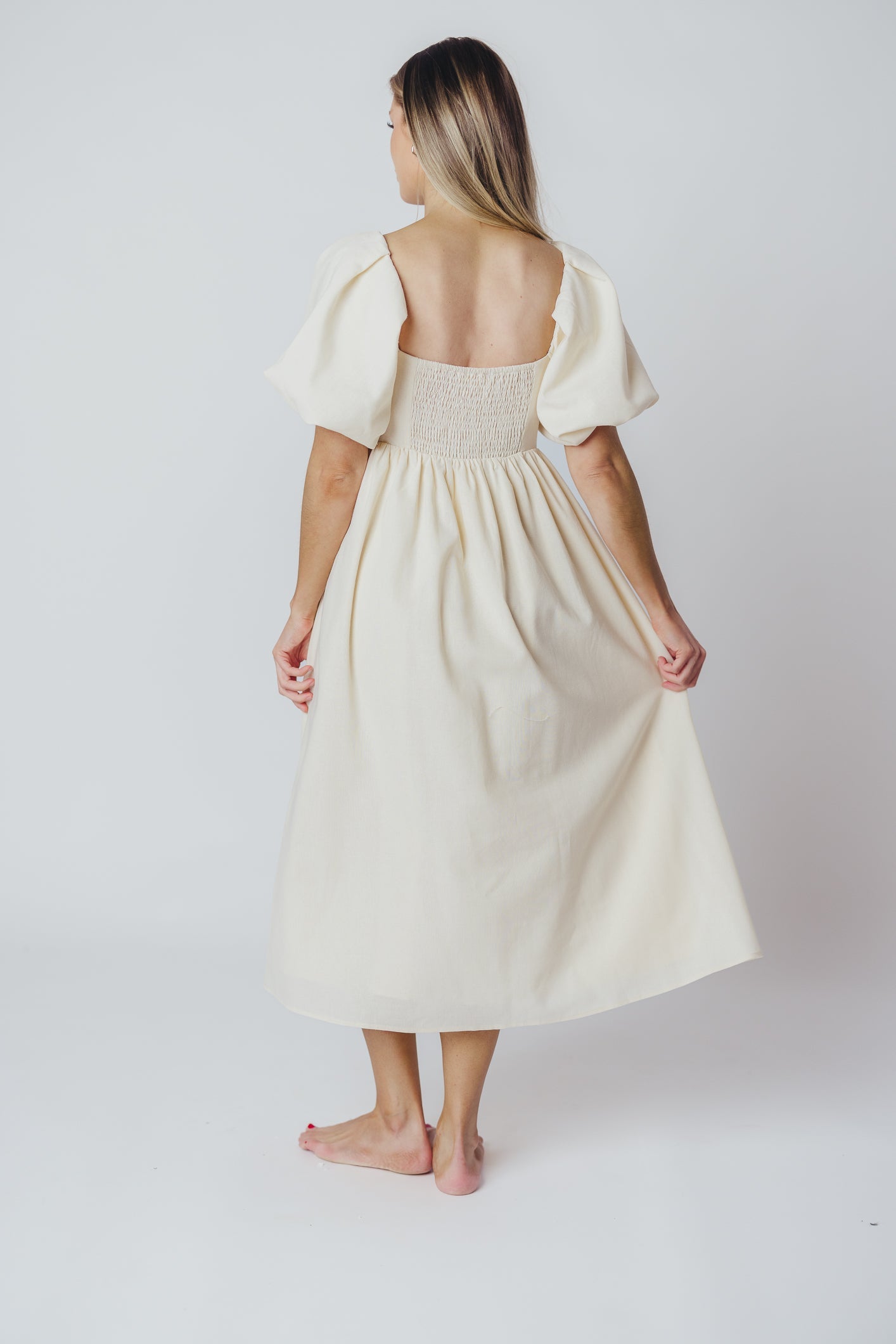 Hamilton Midi Dress in Ivory - Bump Friendly (S-XL)