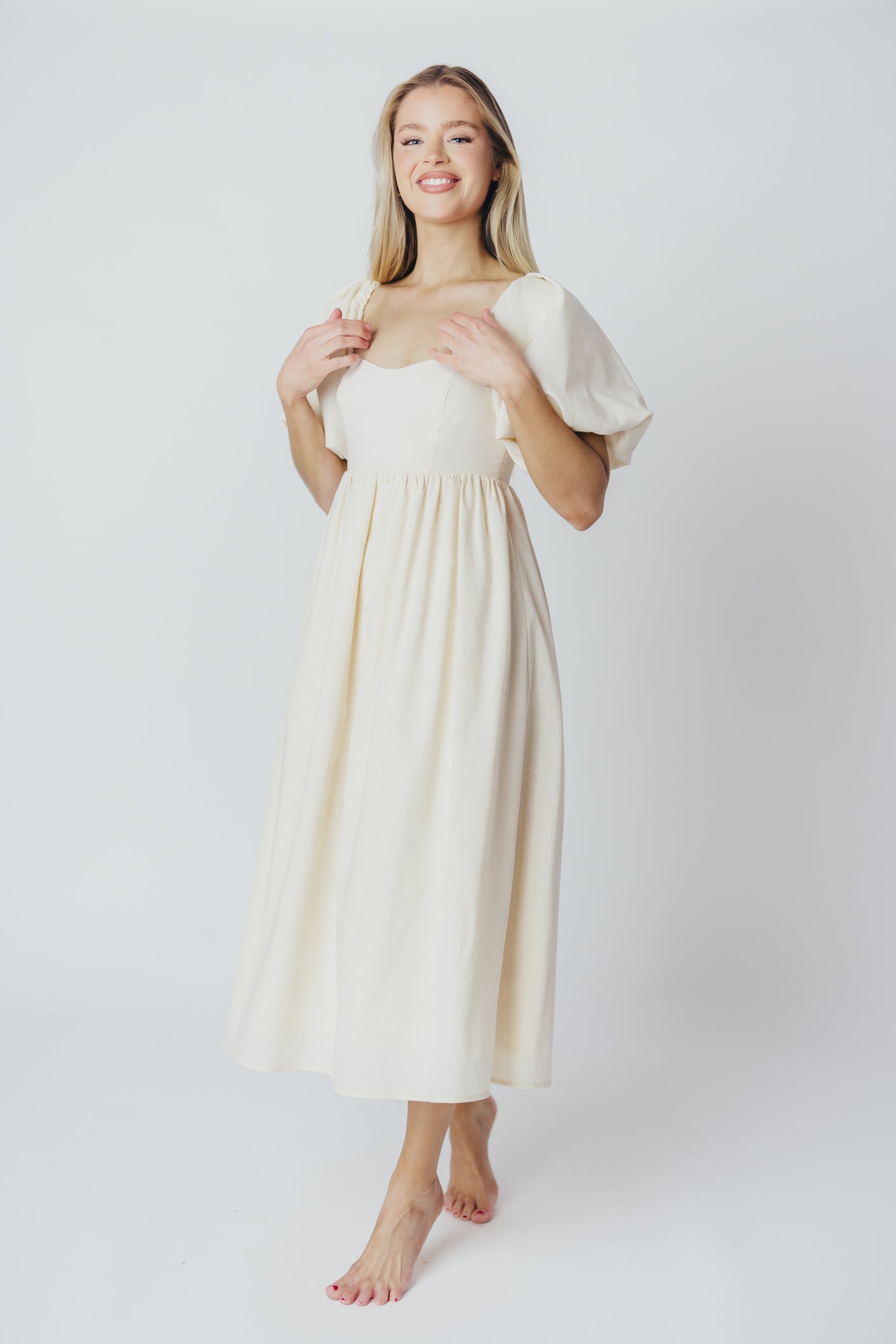 Hamilton Midi Dress in Ivory - Bump Friendly (S-XL)