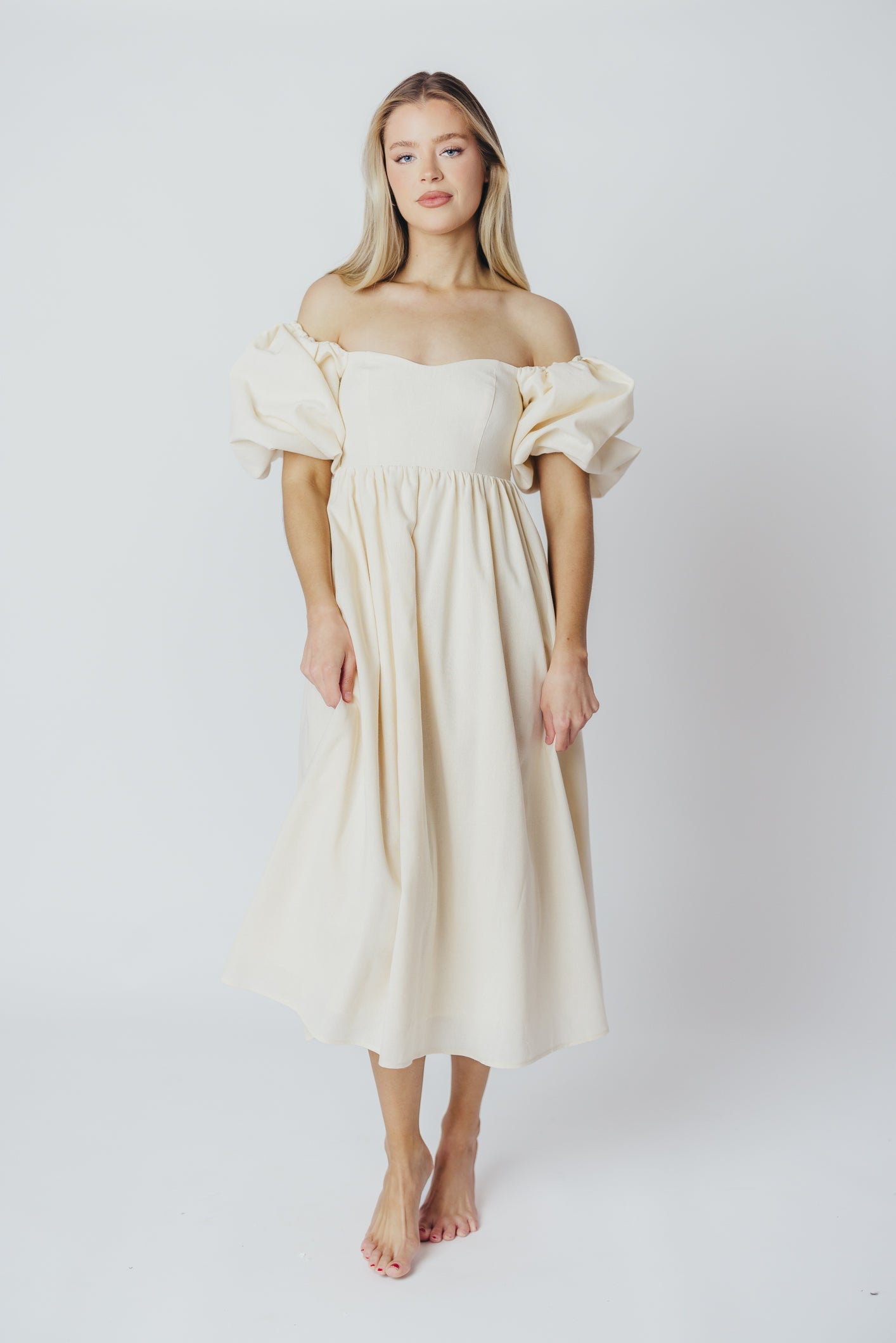 Hamilton Midi Dress in Ivory - Bump Friendly (S-XL)