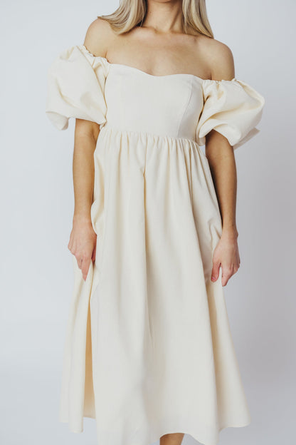 Hamilton Midi Dress in Ivory - Bump Friendly (S-XL)